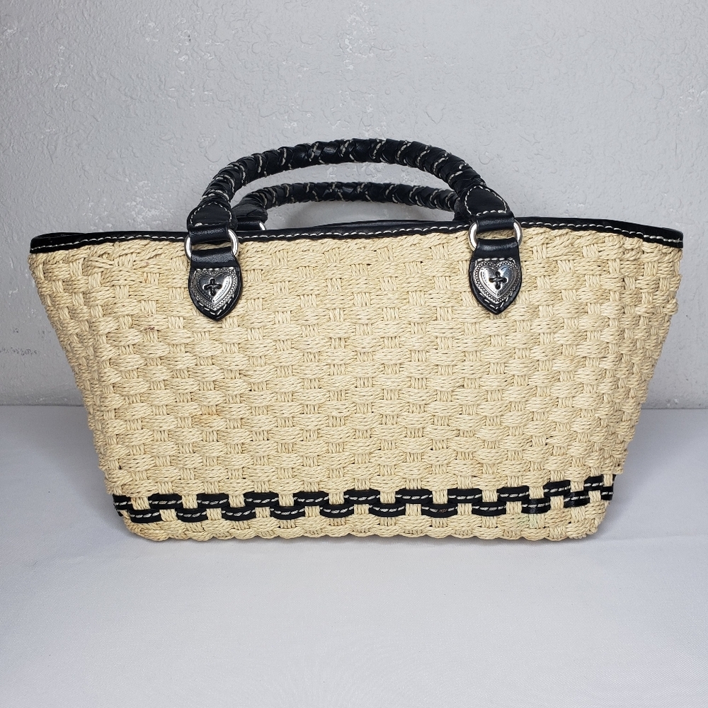 Brighton Black Tan Woven Tote - Picture 9 of 14